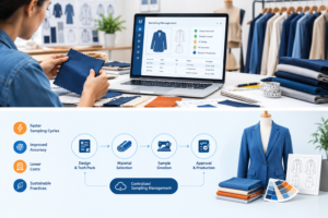 Fashion sampling management software for apparel manufacturers to track fabric samples, approvals, and production status