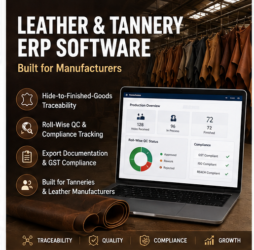 Leather and tannery ERP software for manufacturing traceability and quality control