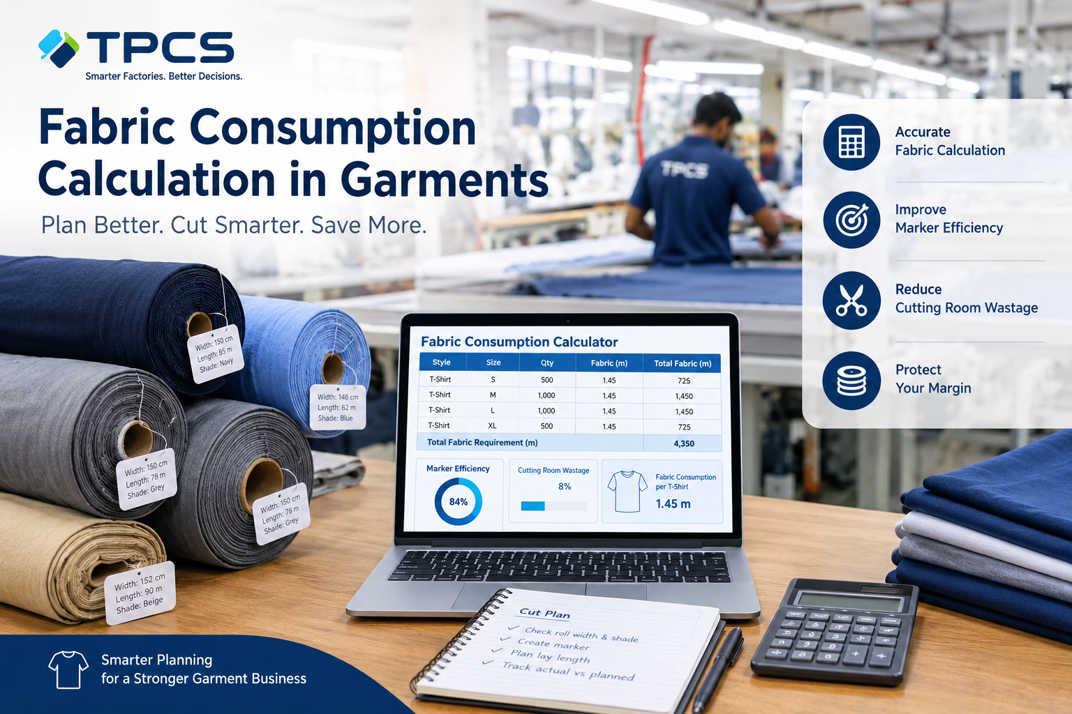 Fabric consumption calculation in garments using TPCS garment manufacturing software