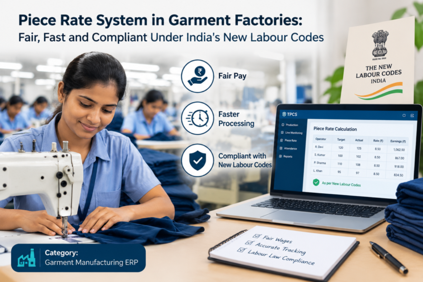 Piece Rate System in Garment Factories: Fair, Fast and Compliant Under India’s New Labour Codes