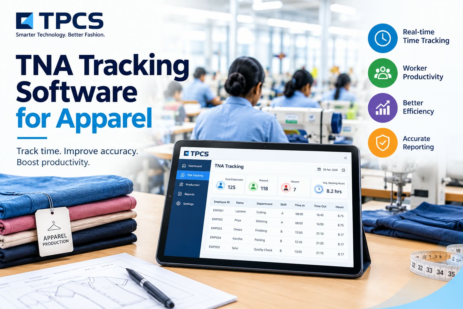 TNA tracking software for apparel manufacturing to monitor production timelines, order progress, and delivery schedules