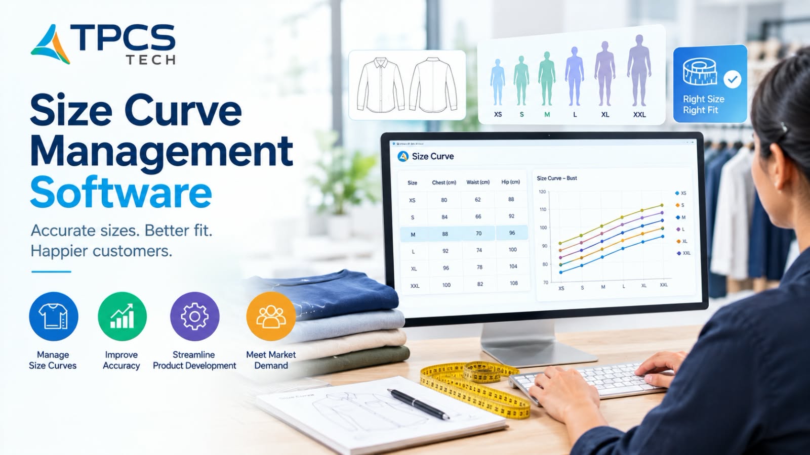Size curve management software for apparel sizing, size ratio planning, and garment production management